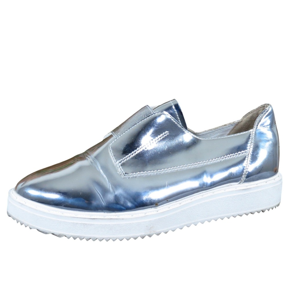 BP Women Casual Slip On Shoe Size 6.5 Metallic Silver Platform Fashion Sneaker